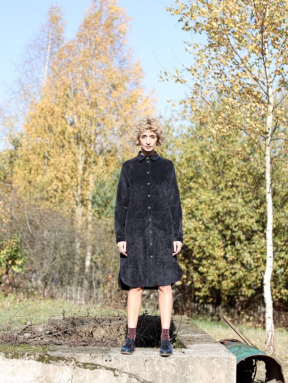 Offon clothing black corduroy shirt dress size M - oversized